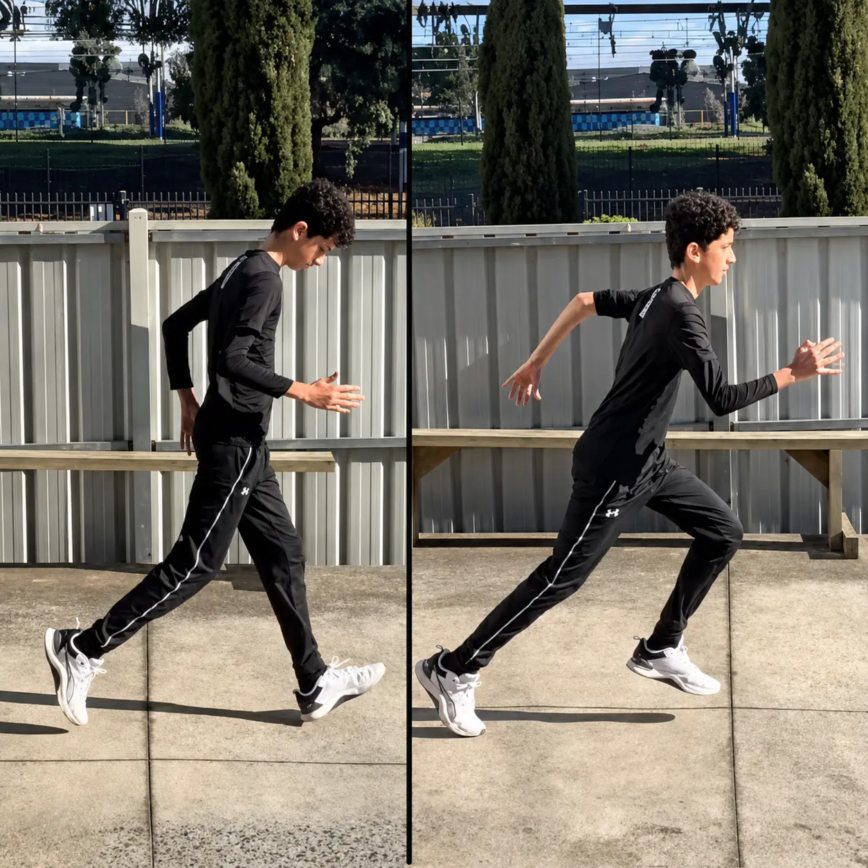 Young athlete running technique